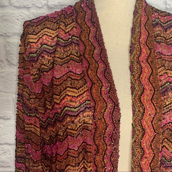 Marina Multicolored Zig Zag Fully Beaded Duster NWT - Picture 12 of 16